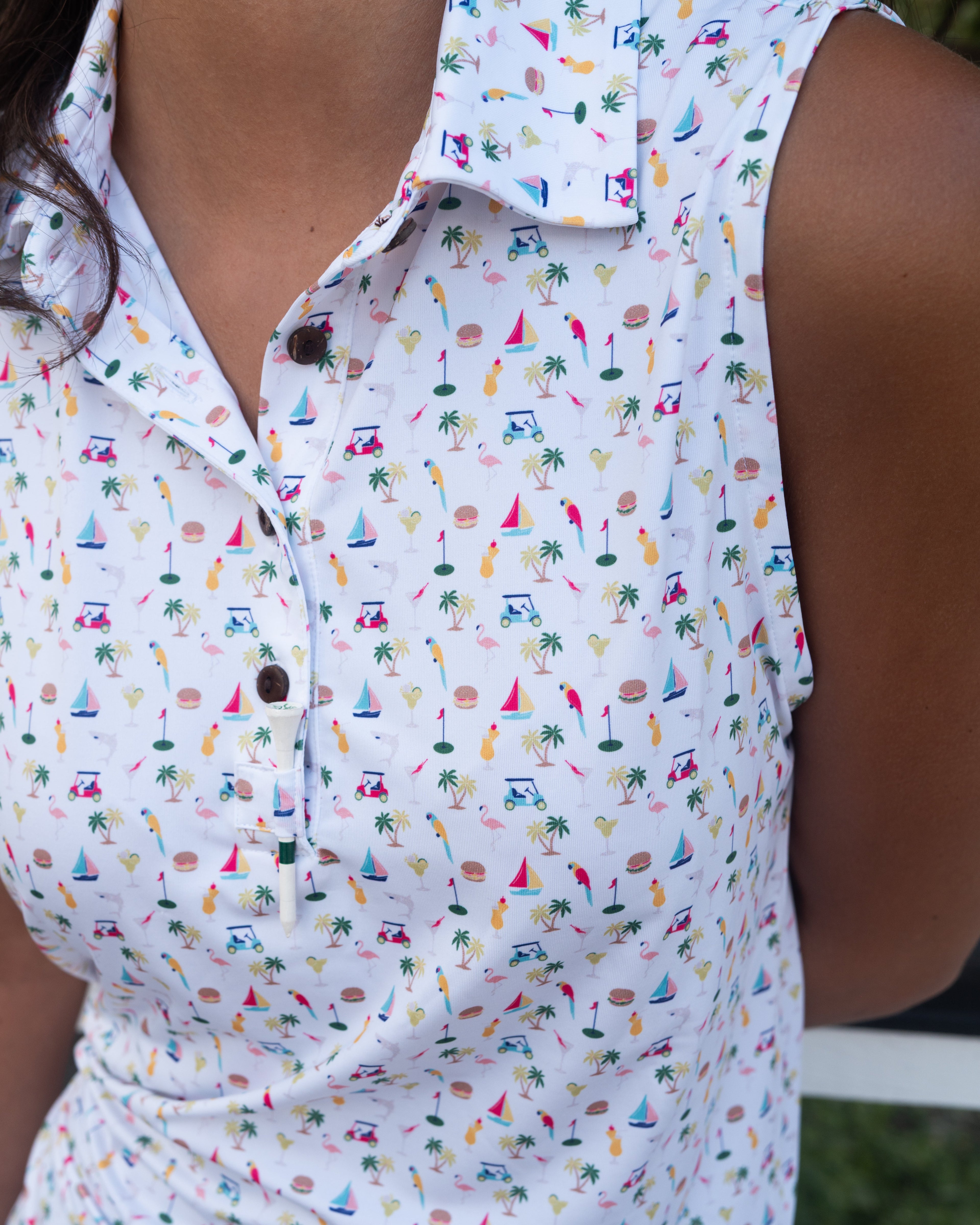 Margaritaville by Kenny Flowers – The Afternoon Golf - Ladies Sleeveless Golf Polo