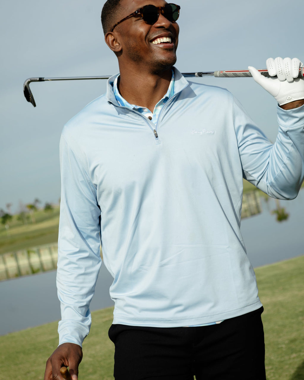 The Kiawah - Sky Blue Quarter Zip Pullover